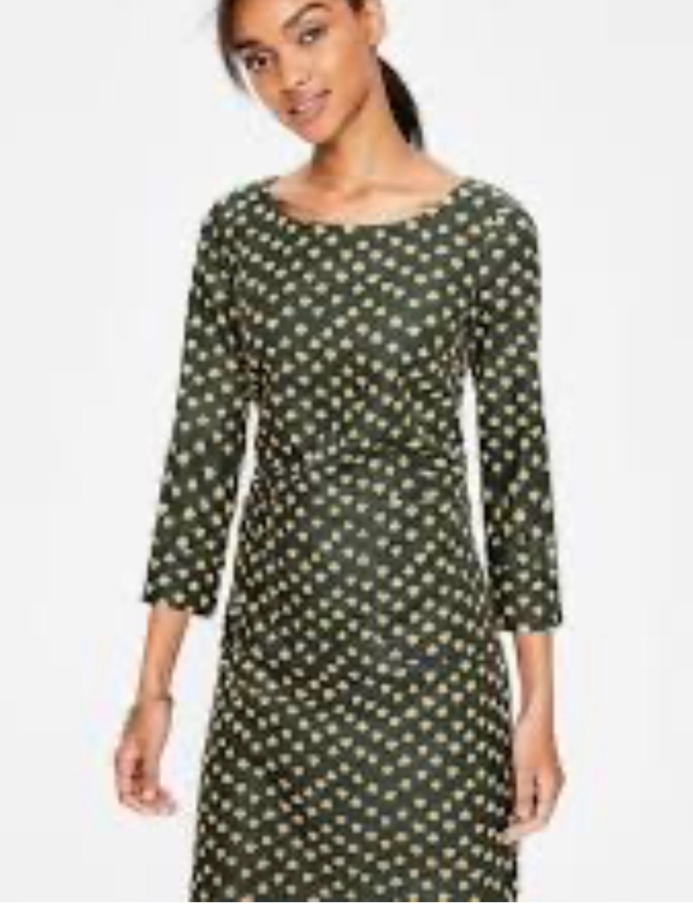 Boden green amber corduroy pink floral classic women’s dress 6 uk 10 p petite